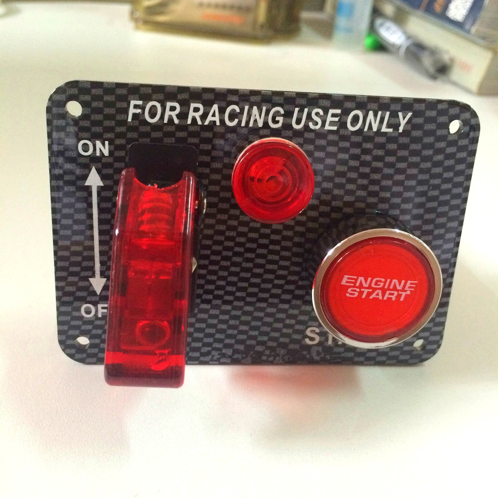 3 In 1 Carbon Fiber Racing Modified Ignition Switch LED One Button