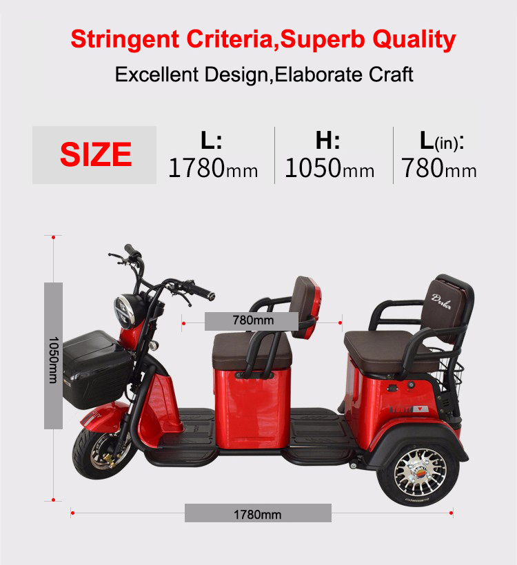 Electric Tricycle 3 Wheel Electric Leisure Scooter Battery Tricycle MODEL 4.0 25km/h ABS